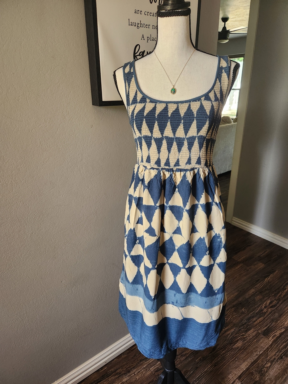 Maeve Blue and Cream Geometric Sundress